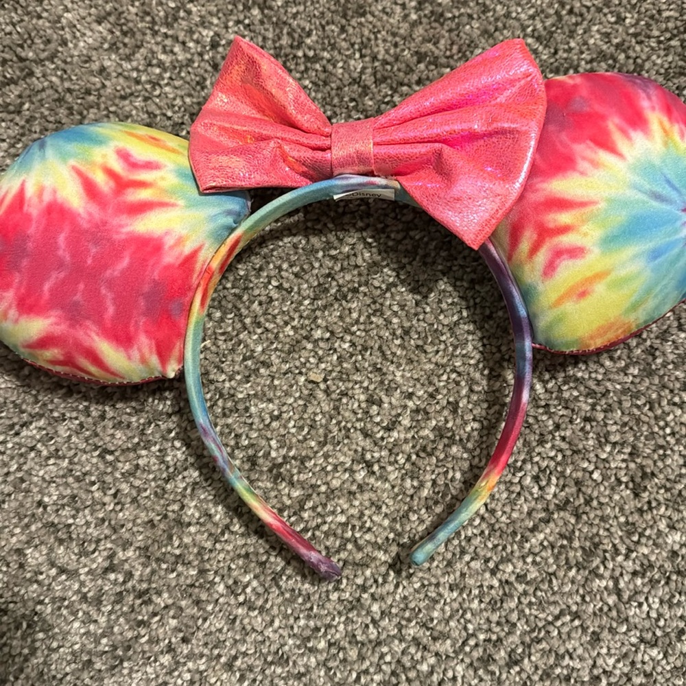 Minnie mouse tie-dye headband, pink bow